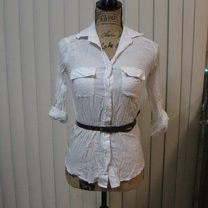 NWOT Wet Seal white belted button up shirt top XS extra small